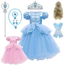 Cinderella Princess Fancy Dress Party Costume Cosplay Kids Girls Birthday Outfit