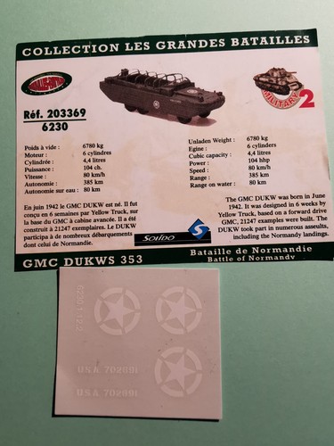 Solido gmc dukws 353 - 353, decals