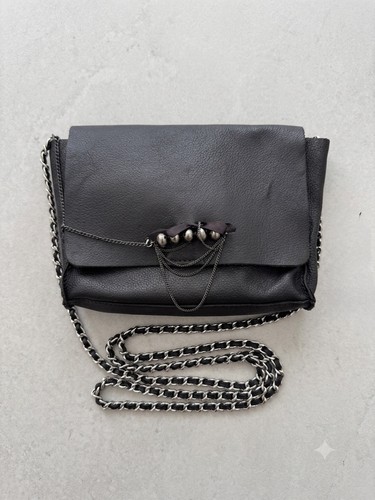 Zara black leather - leather, chain