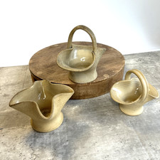 3 x Hillstonia Pots Potter Vase Planter Beige Vintage Small Bundle