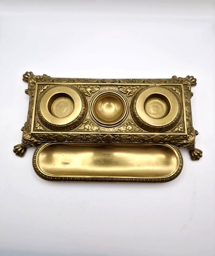 Antique brass double - antique, inkwell