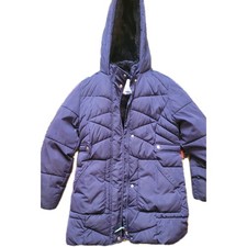 George Asda Girls Navy Coat Faux Fur Lined 9-10 Years