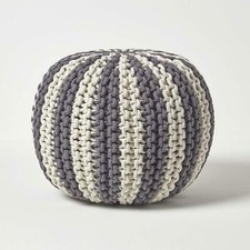 Cotton Knitted Pouffe Striped