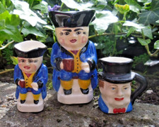 3 Vintage Traditional Character Toby Jugs Devonmoor Art Pottery England 1922 SS
