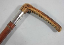 Fine Antique 1918 Silver Mounted Fox Hunting Whip Crop  Equestrian Collectible a