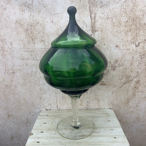 Vintage green glass - vintage, lidded