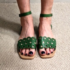 Monsoon Green Leather Ankle Strap Sandals Size 40