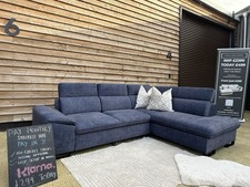 Italian Navy L Shape Corner Sofa Bed and Storage In Excellent Condition