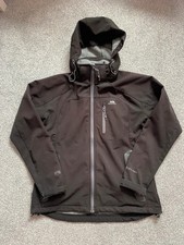 Trespass black soft shell jacket with hood size large
