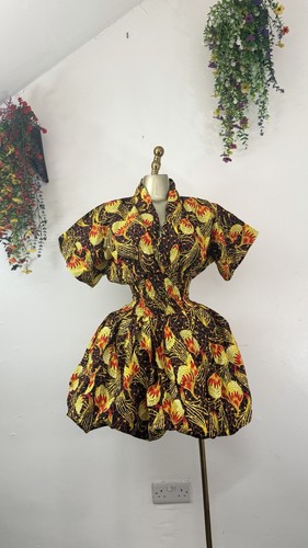 African print balloon dress - african,