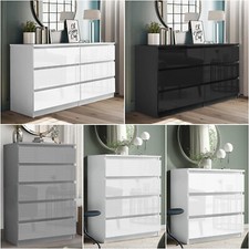 High Gloss Chest of Drawers Tall Wide Bedside Table Cabinet Bedroom Furniture 