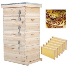2/3/4 Tiers Beehive Box Wooden Brood Box Hive Frames Beekeeping Honey 