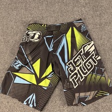 Jet Pilot Board Shorts Mens 34 Black Green Blue Graphic Swim Trunks Surfing