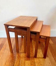 Vintage Nest of Tables 3x Mid Century 1960/70s Wooden Side Coffee Plant Interior