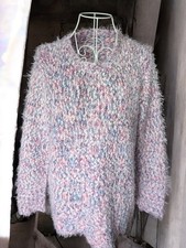 Pastel Lilac Pink Fluffy Textured Jumper Soft Girl Cottagecore Cosy Knit M