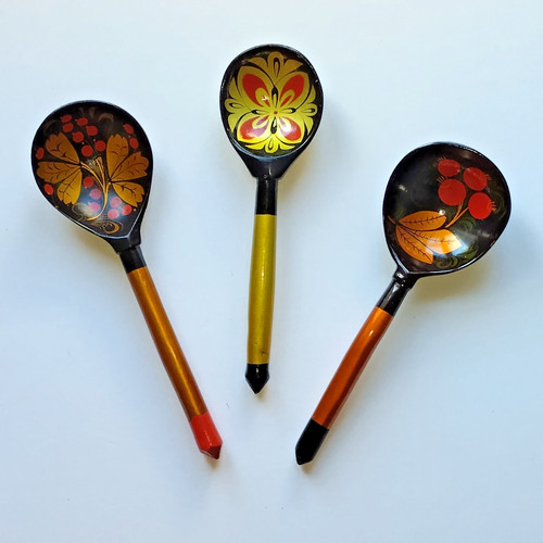 Russian wooden spoons - wooden,