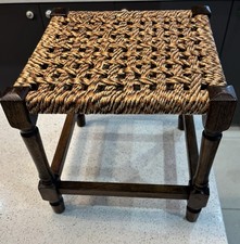 Vintage Woven Stool Mid Century