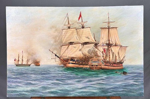 Naval seascape oil - oil, george