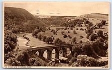 Postcard Monsal Dale Derbyshire River Wye Viaduct posted 1953