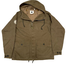 Pretty Green 2023 Men's Openshow Zip-up Hooded Jacket, Cotton, Khaki, Size M