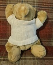 Sleeping Bear In White Woolly Jumper 16 Inches/ 41cm Excellent Condition 