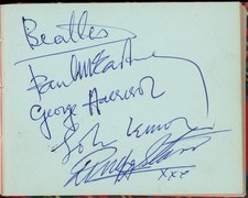 PAUL McCARTNEY,  GEORGE HARRISON & RINGO STARR signed autographed page BEATLES