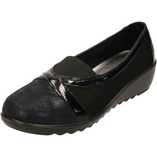 Low Wedge Heel Black Patent
