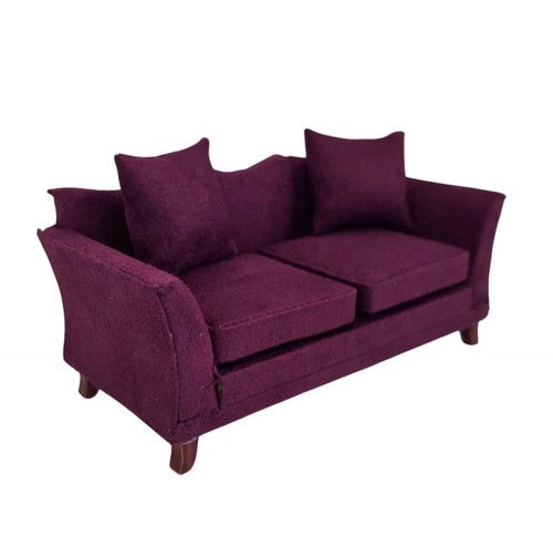Dolls house modern purple sofa - dolls,