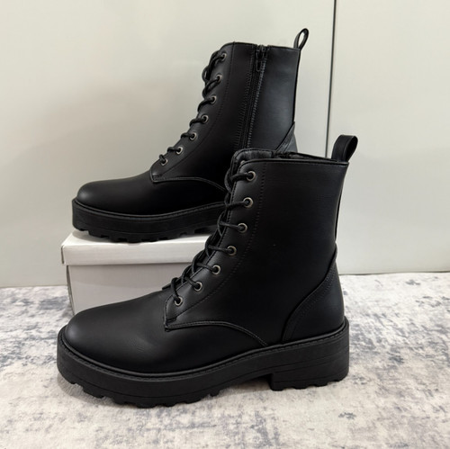 Women chunky combat boots - chunky,