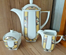 Thun Carlsbad Czechoslovakia Porcelain Vintage Lisette Art Deco Coffee Set 3pcs