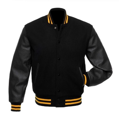 Men black wool varsity - men's,