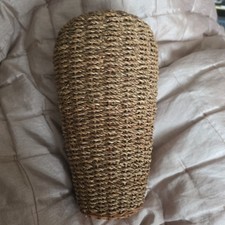 vtg seagrass wicker terracotta vase