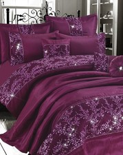 Gigi Embroidered Duvet Quilt Cover Bedding Set + Cushions & Bedspread Shams