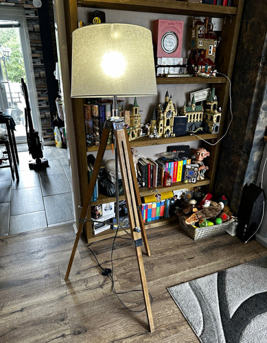 Tripod floor lamp - wood, effect