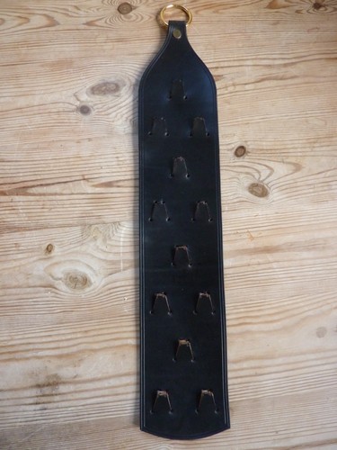 Black leather display hanger - leather,