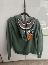Green BAPE zip Jumper Shark Design