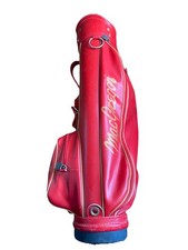 Vintage Macgregor Red Golf Cart Bag Leather Rare with Golf Balls 