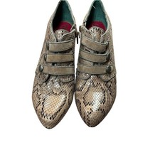 Poetic Licence London Snakeskin Print Heeled Ankle Boots Booties Buttons Detail