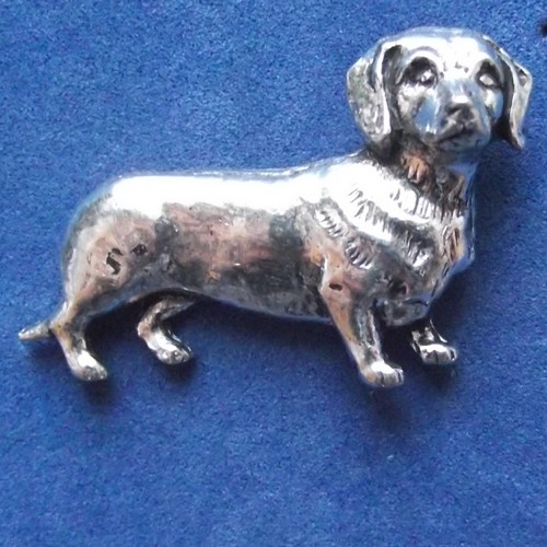 Pewter dachshund sausage - pewter, dog