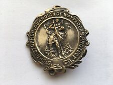 UNUSUAL C1920s VINTAGE ST CHRISTOPHER GUARDIAN OF WAYFARERS METAL PIN BADGE