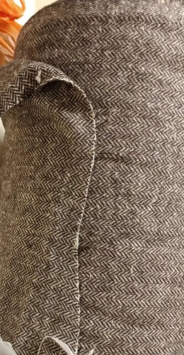 Herringbone brown wool fabric