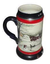 "AN AMERICAN TRADITION" Vintage 1990 Budweiser Holiday / Christmas Beer Stein