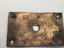 KYNOCH Limited Thames Haven Station ammunition cartridge box plate