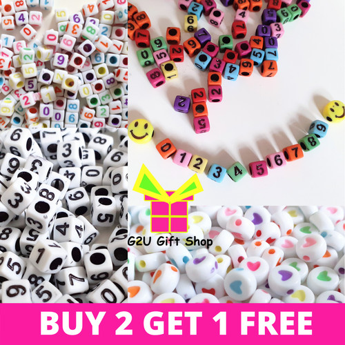 6mm numbers acrylic beads - numbers,