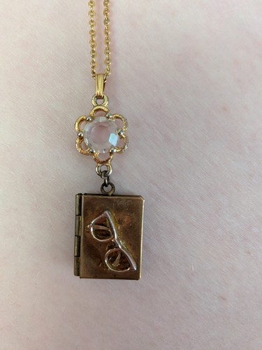 Vintage brass book locket - vintage,