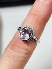 Silver and light pink kunzite ring UK size O used