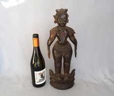 Antique Indian Carved Figure Marapachi Dommai Wooden Doll 16 inches tall vintage