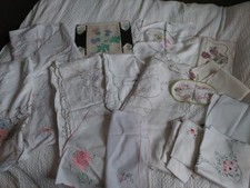 Large Bundle Vintage Embroidered Table Linen Tablecloths