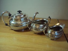 A Quality Victorian Silver Plate Three Piece Tea Set Dated 1895