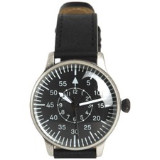 MILITARY STYLE MENS PILOT WRIST WATCH VINTAGE BLACK LEATHER STRAP WITH GIFT BOX